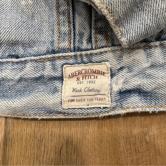 Y2K! 🌟AMBERCROMBIE🌟 RARE EXTRA HEAVY OUNCE DENIM JEAN JACKET LIGHT WASH L - Picture 5 of 13